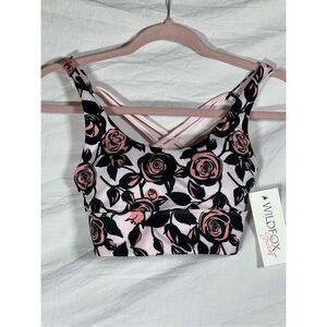 NWT Wildfox Sweat Women's Stretch Criss Cross Rose Floral Print Sports Brand New